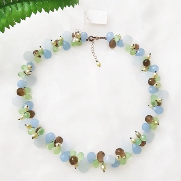 Chalcedony Smoky Peridot Fluorite Pearls Necklace - Picture 6 of 12